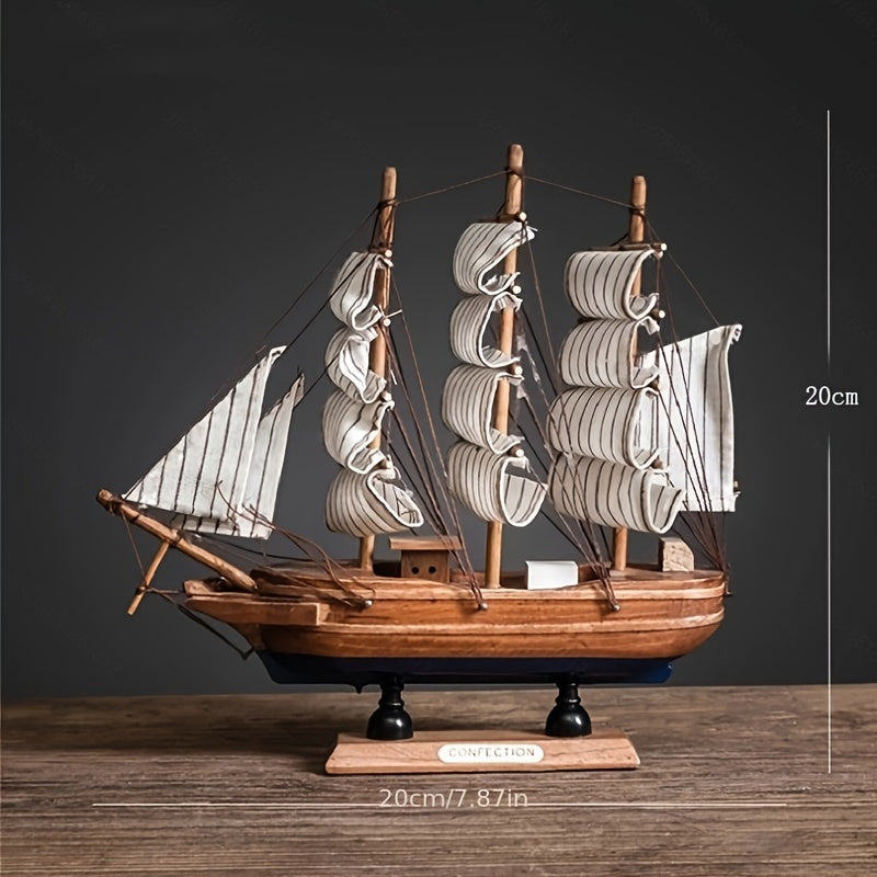 Rustic Wooden Sailboat Model Nautical Home Decor