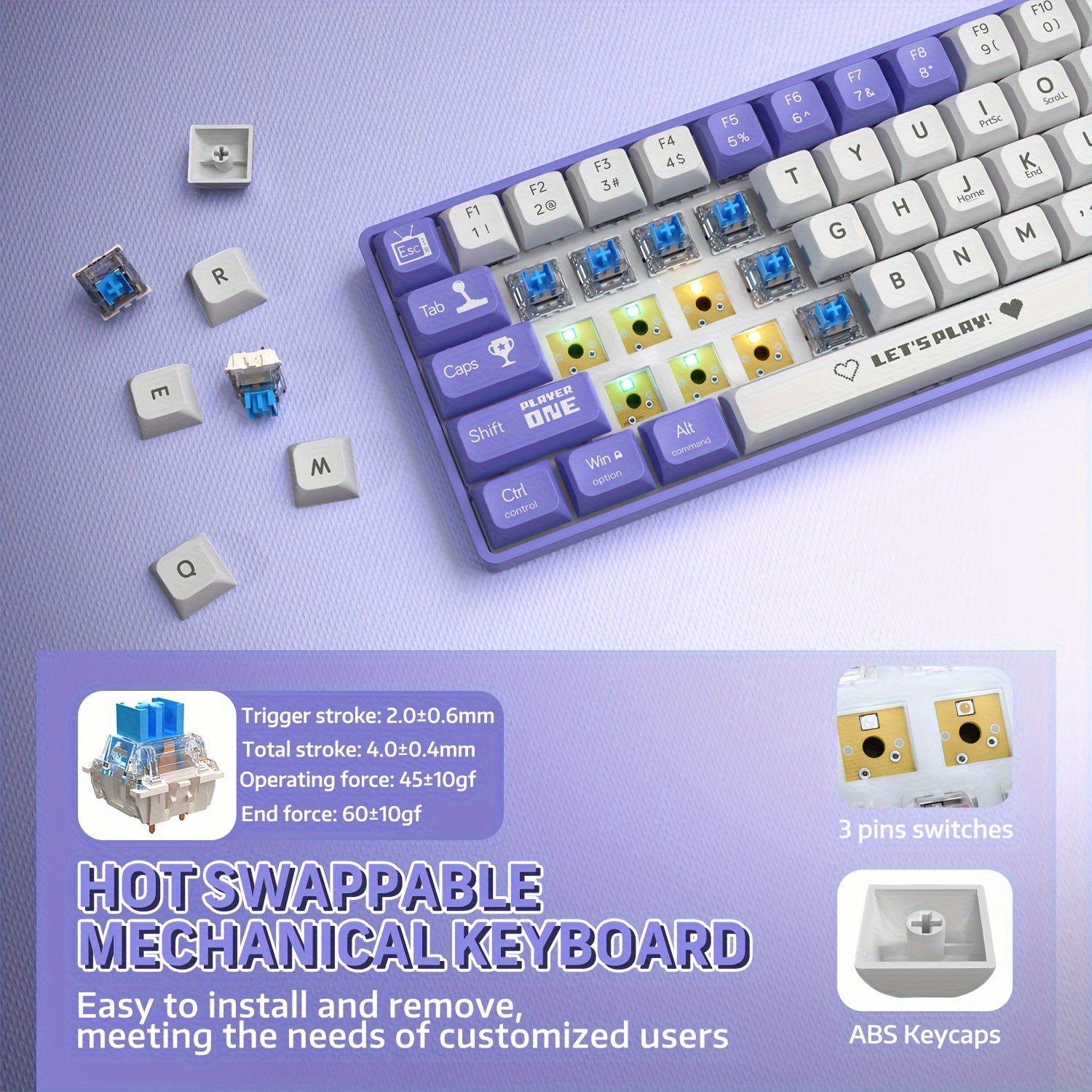 AK680 Mechanical Gaming Keyboard 65%, swappable Switches