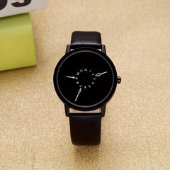 Casual Round Pointer Quartz Watch Women