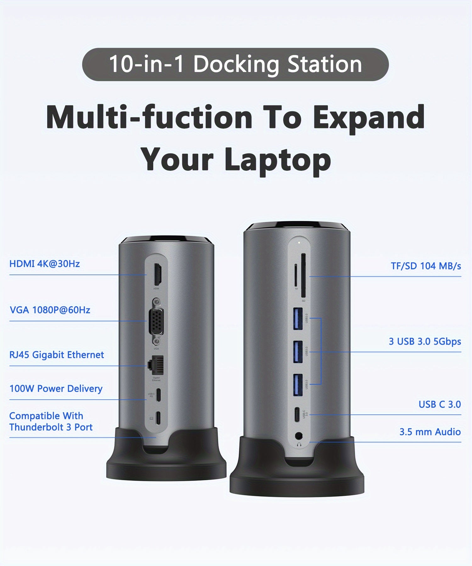 PULWTOP MacBook Pro/Air Docking Station, 12 in 1 Universal Laptop Docking Station