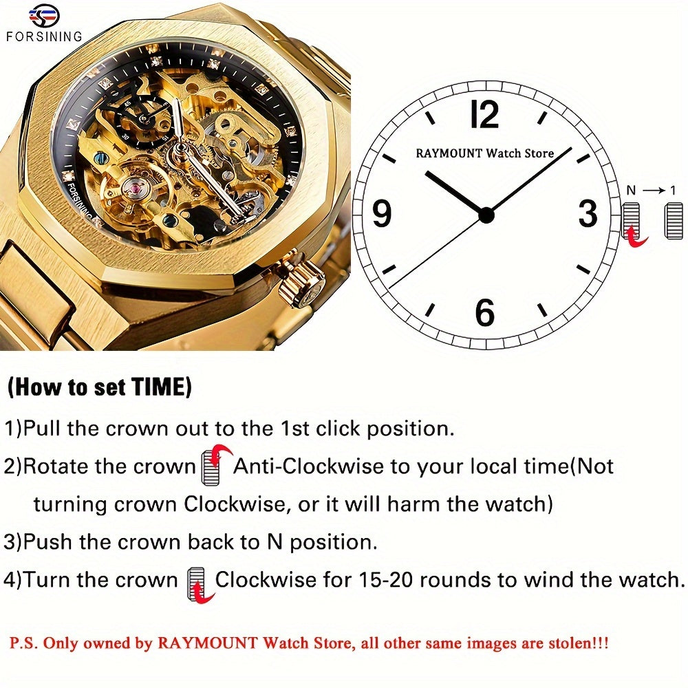 Forsining Men's Silvery Automatic Watch - 3D Rhinestone Skeleton, Stainless Steel, Sporty & Casual Tourbillon Design