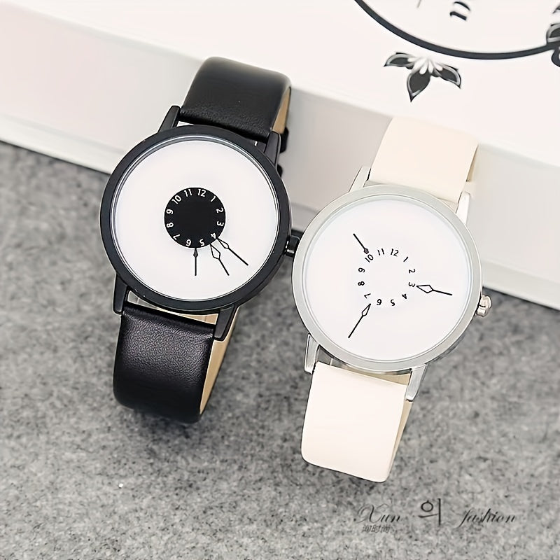 Casual Round Pointer Quartz Watch Women