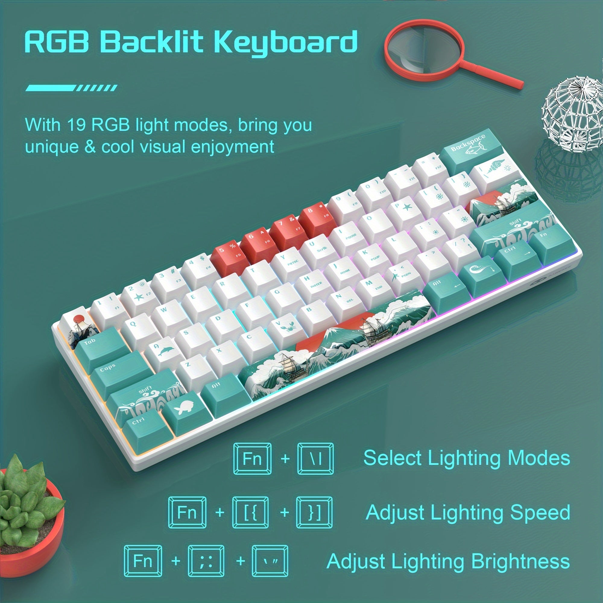 RGB 60 Percent real hot-swap Mechanical Gaming  Keybaord