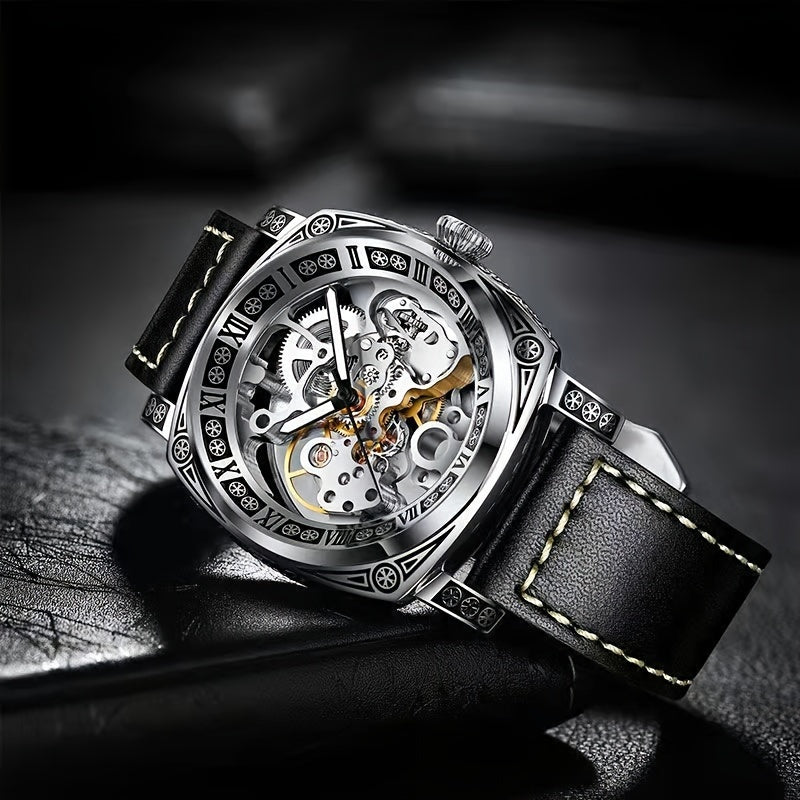 Carved Men's Hollow Mechanical Watch