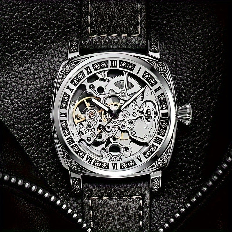 Carved Men's Hollow Mechanical Watch