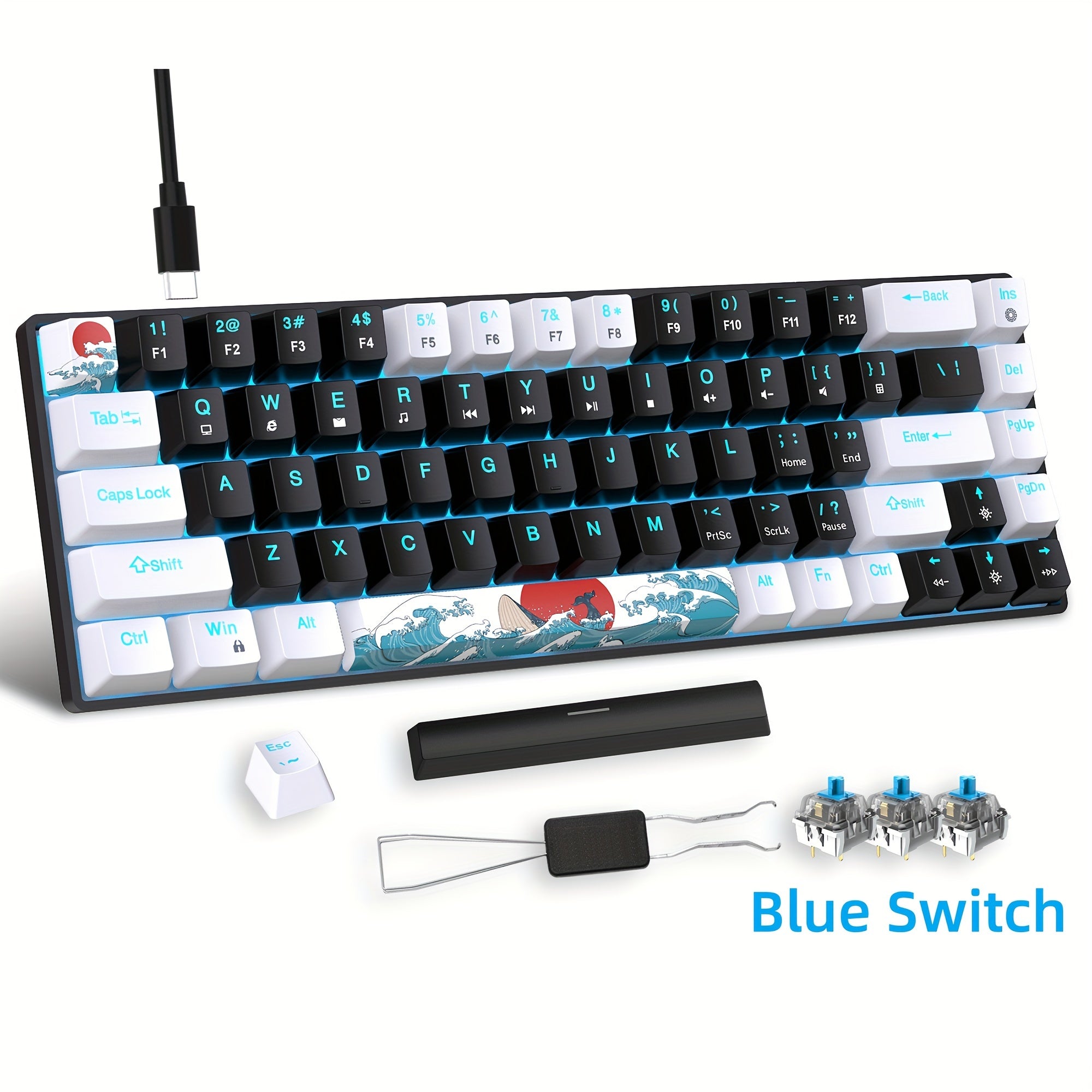 HXSJ Ergonomic Mechanical Gaming Keyboard - 68 Keys