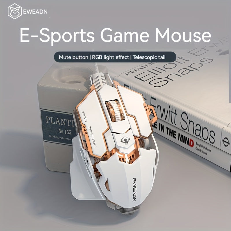 EWEADN G5 USB Wired Gaming Mouse: Silent/audible, 8 buttons, adjustable length