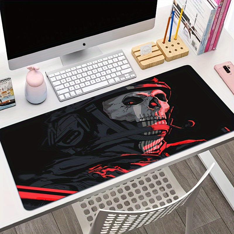 1pc Extended Gaming Mouse Pad with Red Skull Design