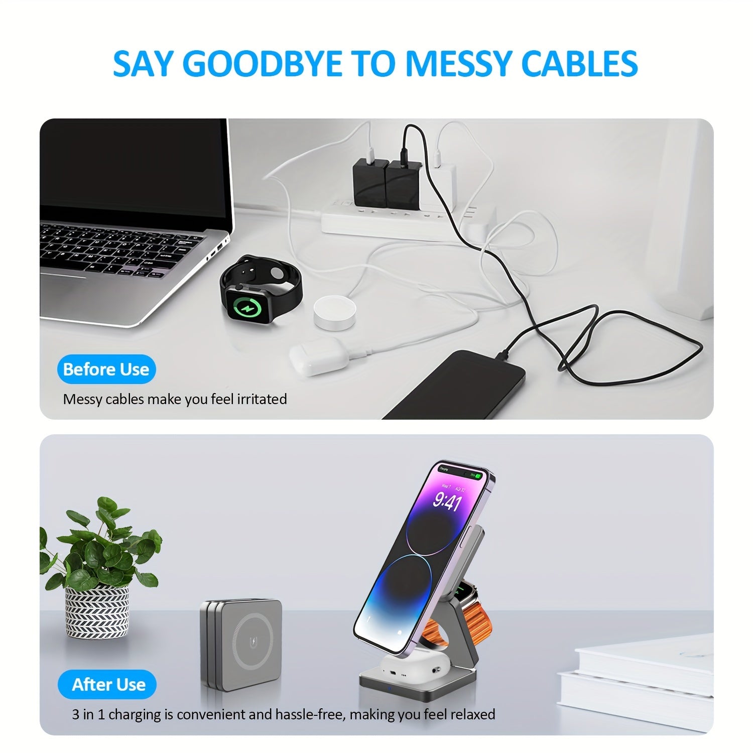 Magnetic 3-In-1 Fast Wireless Charger