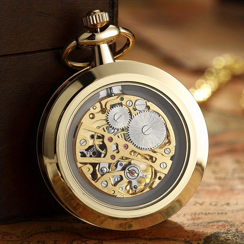 Retro Hollow Mechanical Pocket Watch, Waterproof Semi-automatic