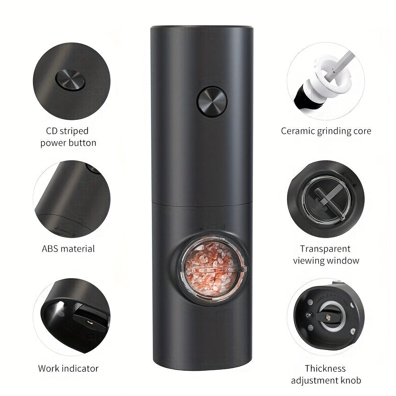 Pepper Grinder, Household Sea Salt Ginder, Electric Adjustable Spice Grinder