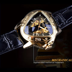 T-WINNER Steampunk Golden Triangle Skeleton Men's Watch