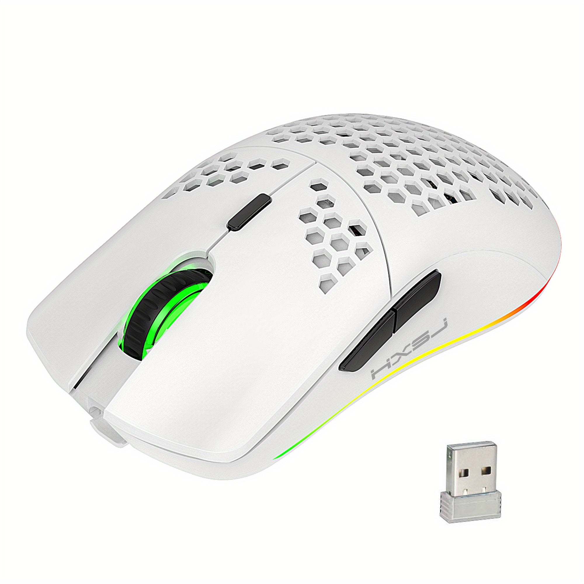 HXSJ Wireless Mouse, 2.4G Built-in, Rechargeable Battery, RGB Lighting