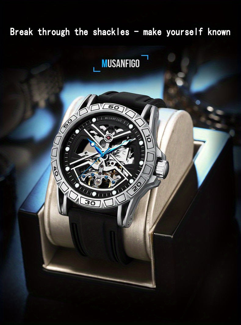 Men's Automatic Mechanical Watch, Double-sided Hollow Luminous Waterproof Watch