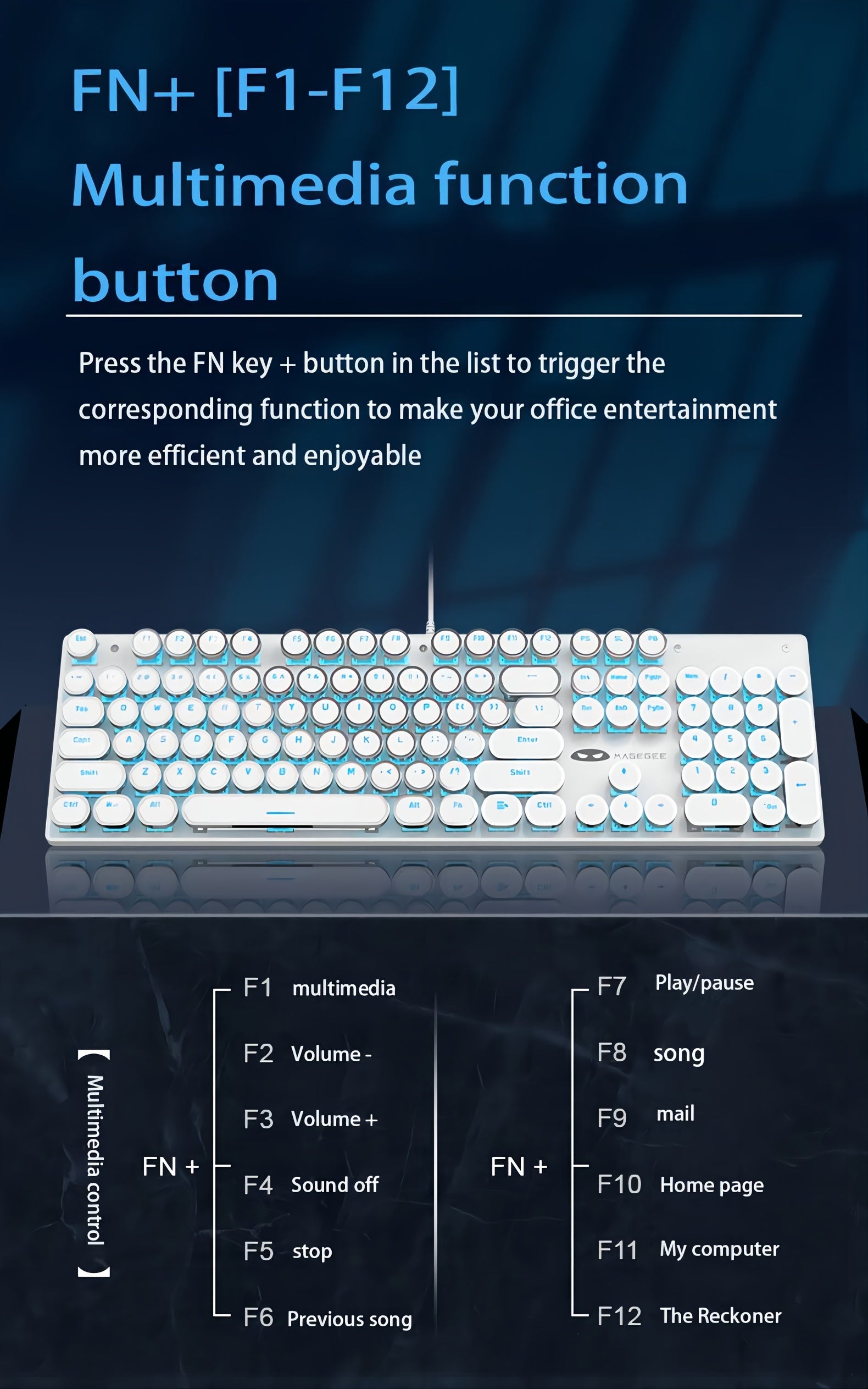 MageGee Typewriter Mechanical Gaming Keyboard