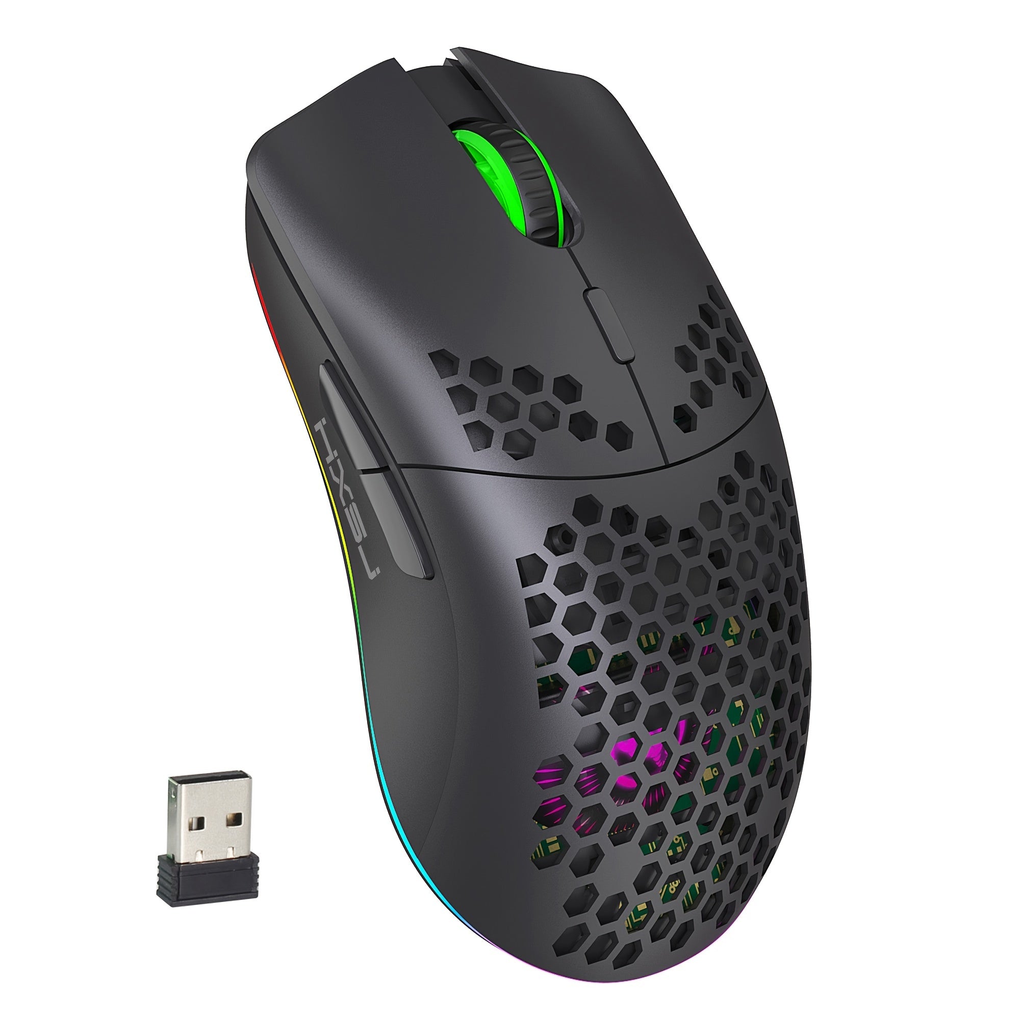 HXSJ Wireless Mouse, 2.4G Built-in, Rechargeable Battery, RGB Lighting