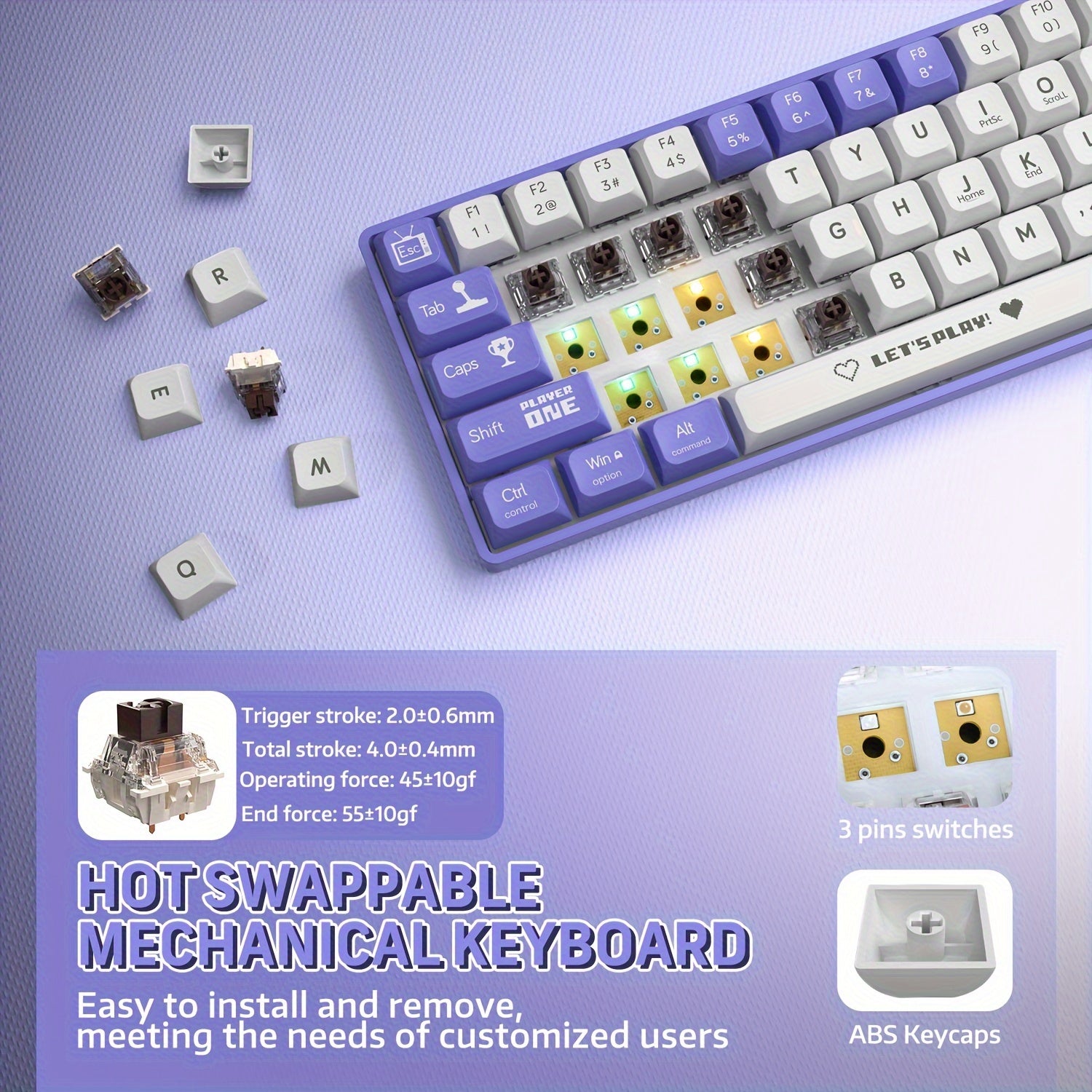 AK680 Mechanical Gaming Keyboard 65%, swappable Switches