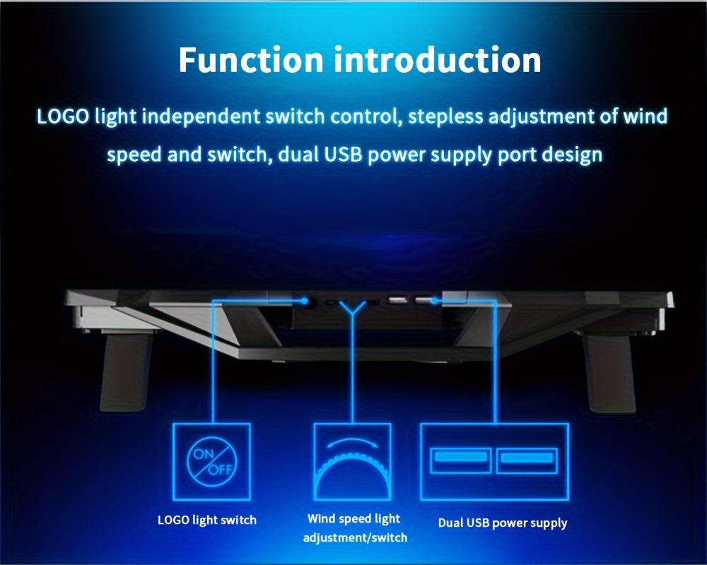 TISHRIC Laptop Cooling Stand with 4 Fans and Dual USB Ports