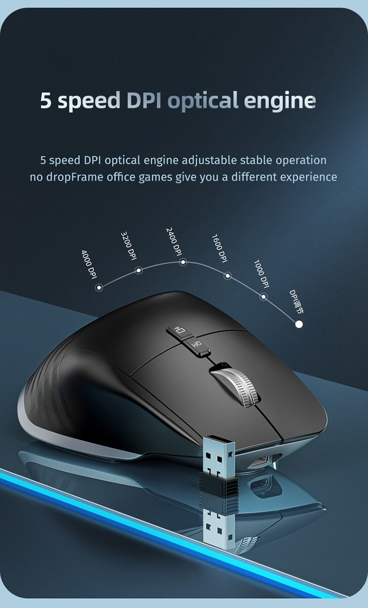 JOMAA 2.4GHz+BT Wireless Mouse Silent Backlight RGB Gaming Mouse