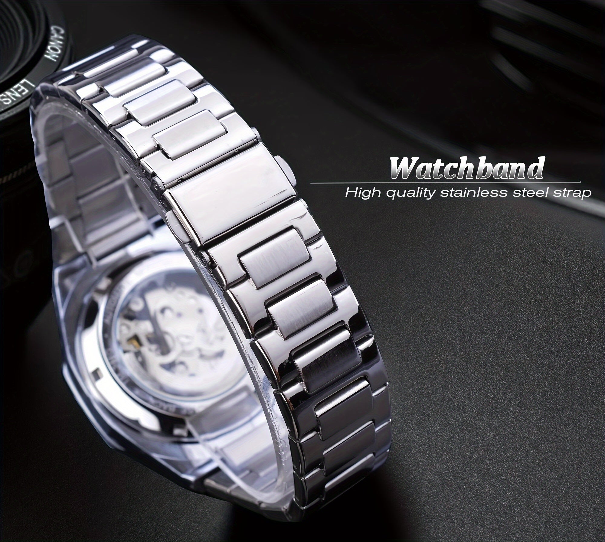 Forsining Men's Silvery Automatic Watch - 3D Rhinestone Skeleton, Stainless Steel, Sporty & Casual Tourbillon Design