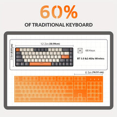 K68 60% Wireless Mechanical Keyboard, BT 5.0/2.4GHz