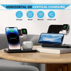 3 In 1 Fast Charging Station, Folding Wireless Charger Stand For IPhone