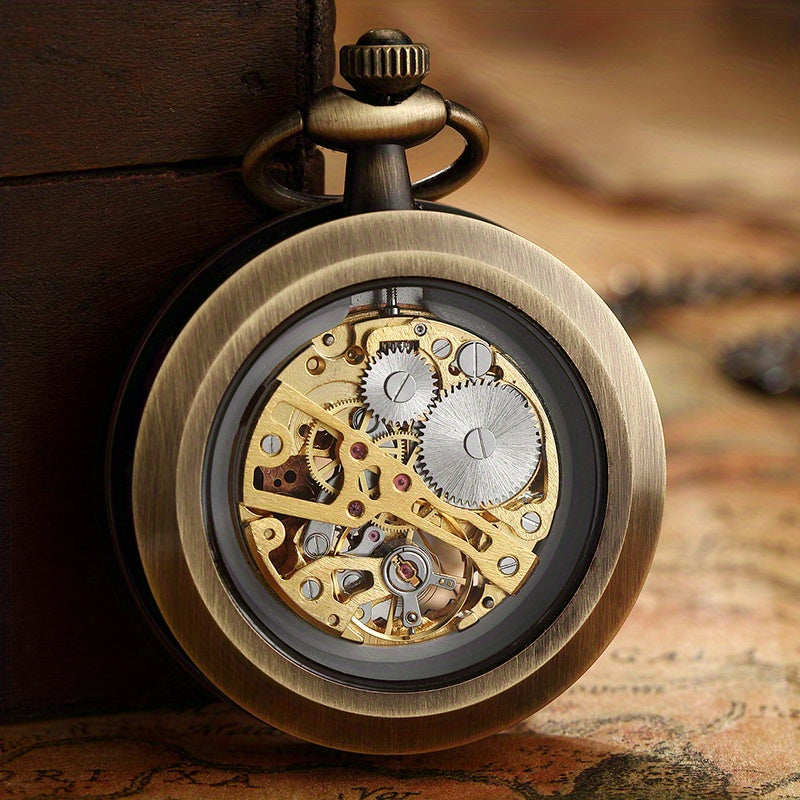 Retro Hollow Mechanical Pocket Watch, Waterproof Semi-automatic