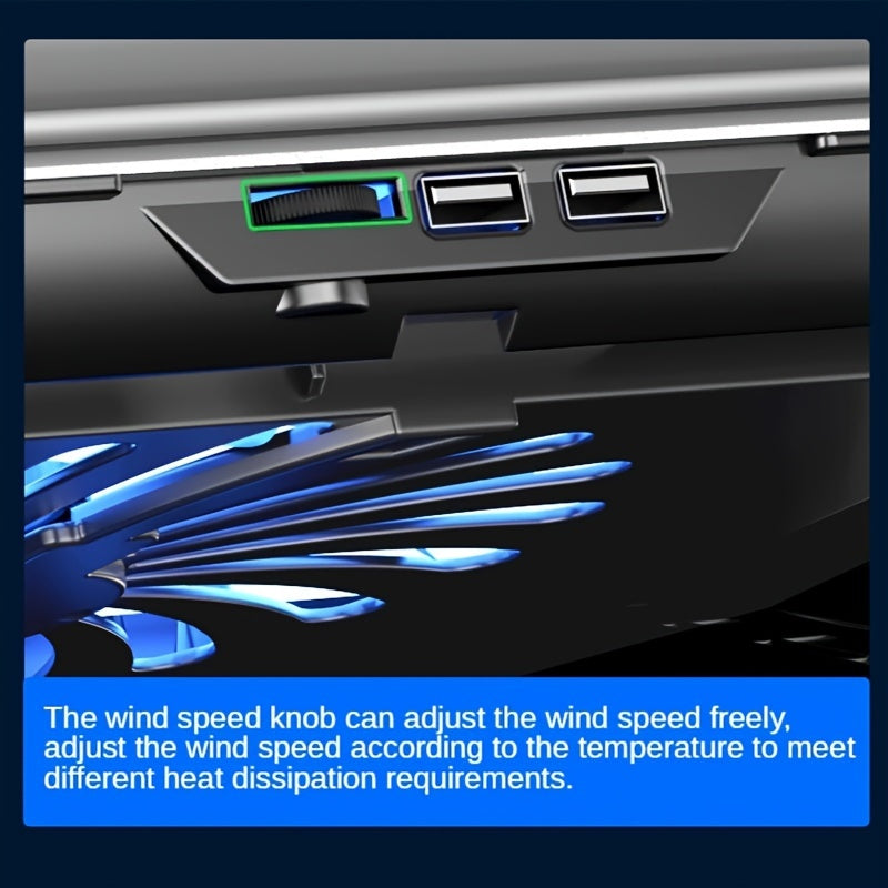 Notebook Radiator Cooling Fan, Laptop Pad, Aluminum Alloy, 2 USB Ports, 12-17 Inch, Cooler, Gaming Stand