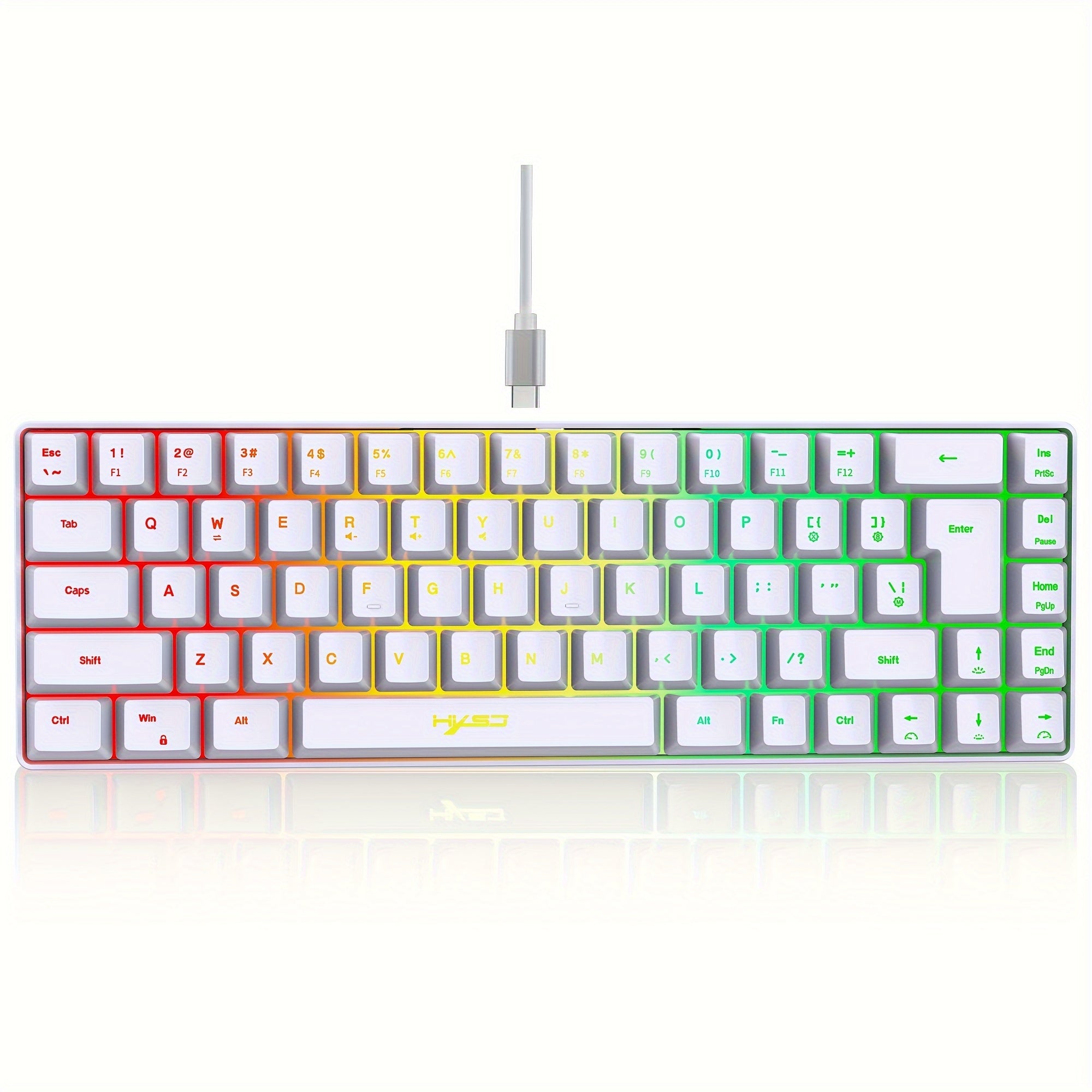 HXSJ-RGB Keyboard And Cellular Gaming Mouse, Compact 68-key Mini Wired Keyboard RGB Backlit