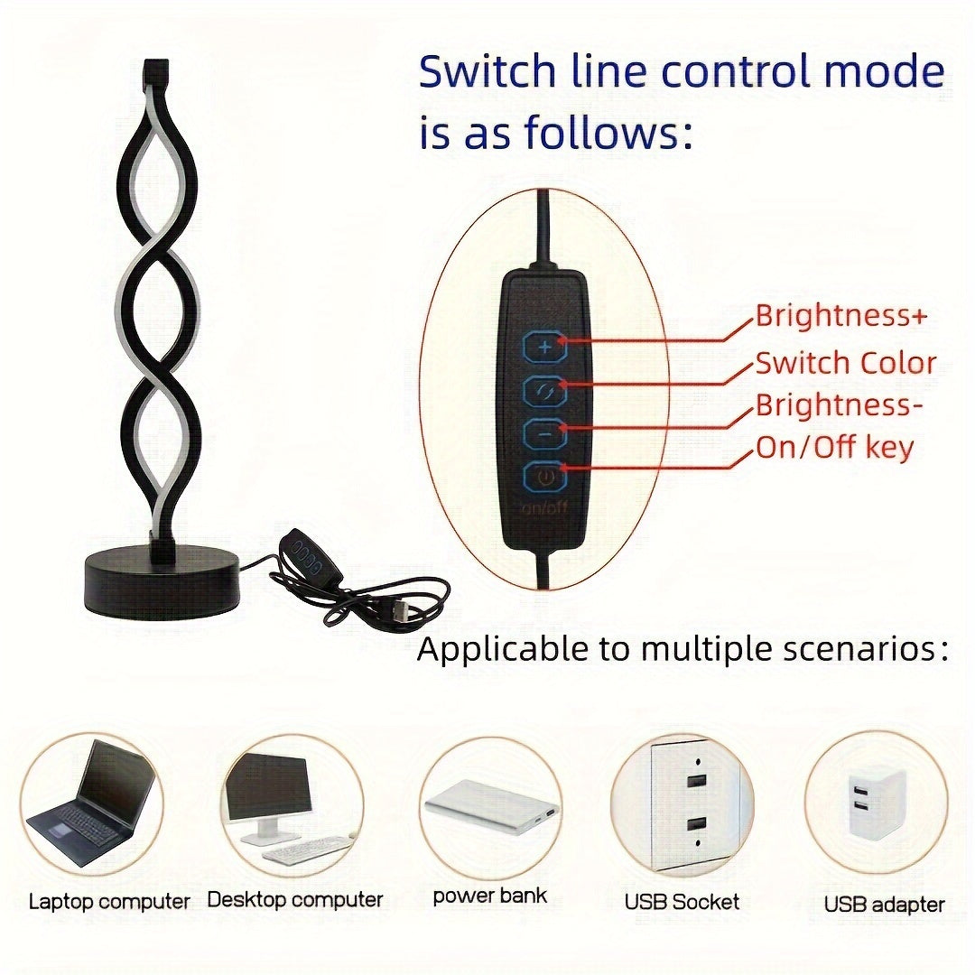 LED Spiral Table Lamp, Charging Capability