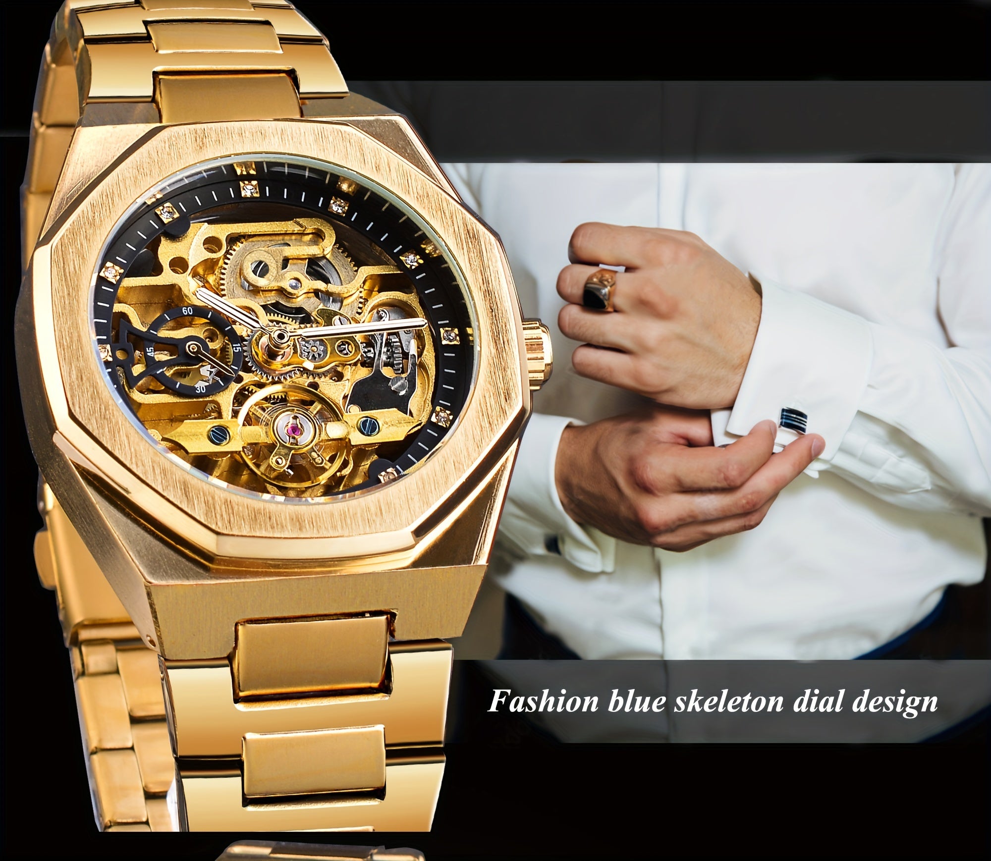 Forsining Men's Silvery Automatic Watch - 3D Rhinestone Skeleton, Stainless Steel, Sporty & Casual Tourbillon Design