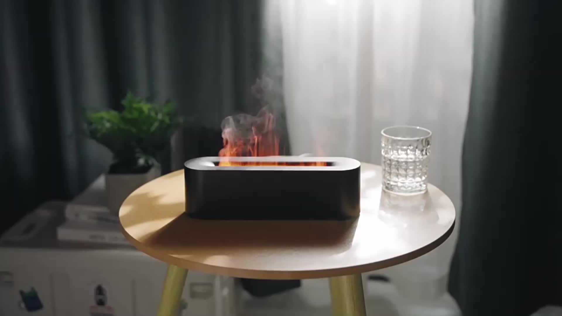 Mini Air Humidifier - Cool Mist Aroma Diffuser with Colorful Flame Effect