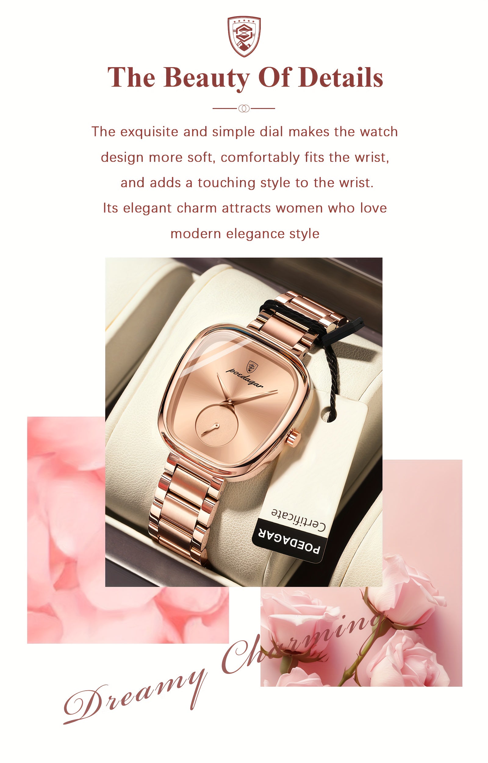 Casual Square Quartz Wrist Watch for Women