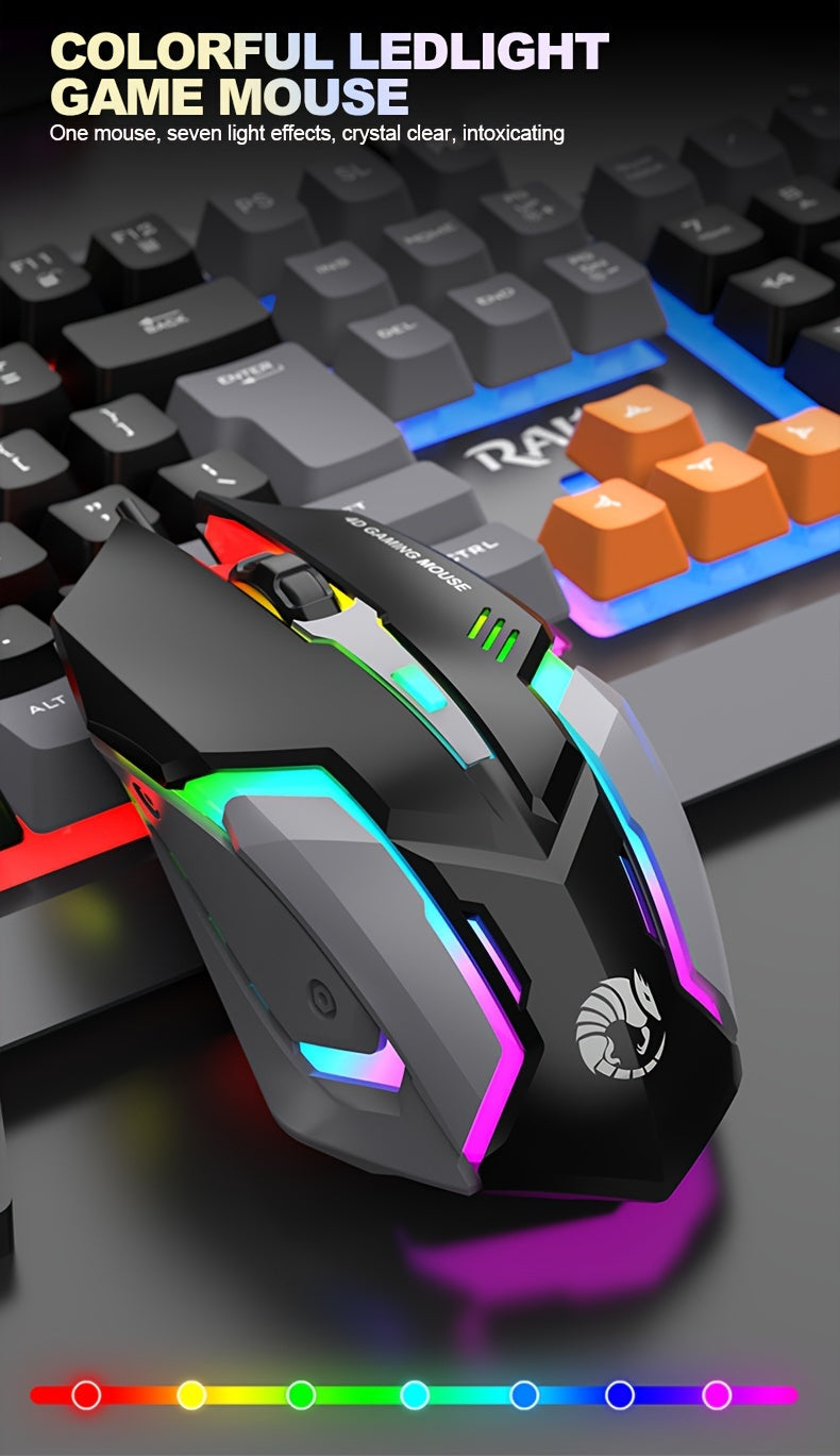 Three Colors Block Wired Keyboard Mouse Set