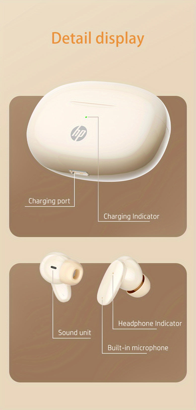 HP Wireless Headphones ENC Noise Cancelling Earbuds