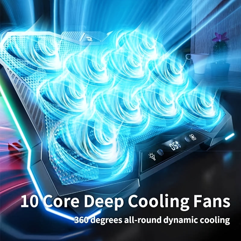 Gaming Laptop Cooling Pad, 10 Cooling Fans