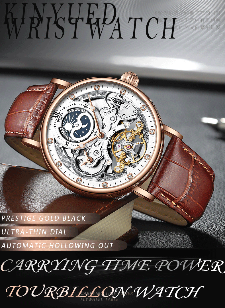 Watch Rose Golden Hollow Tourbillon Automatic Mechanical Watch