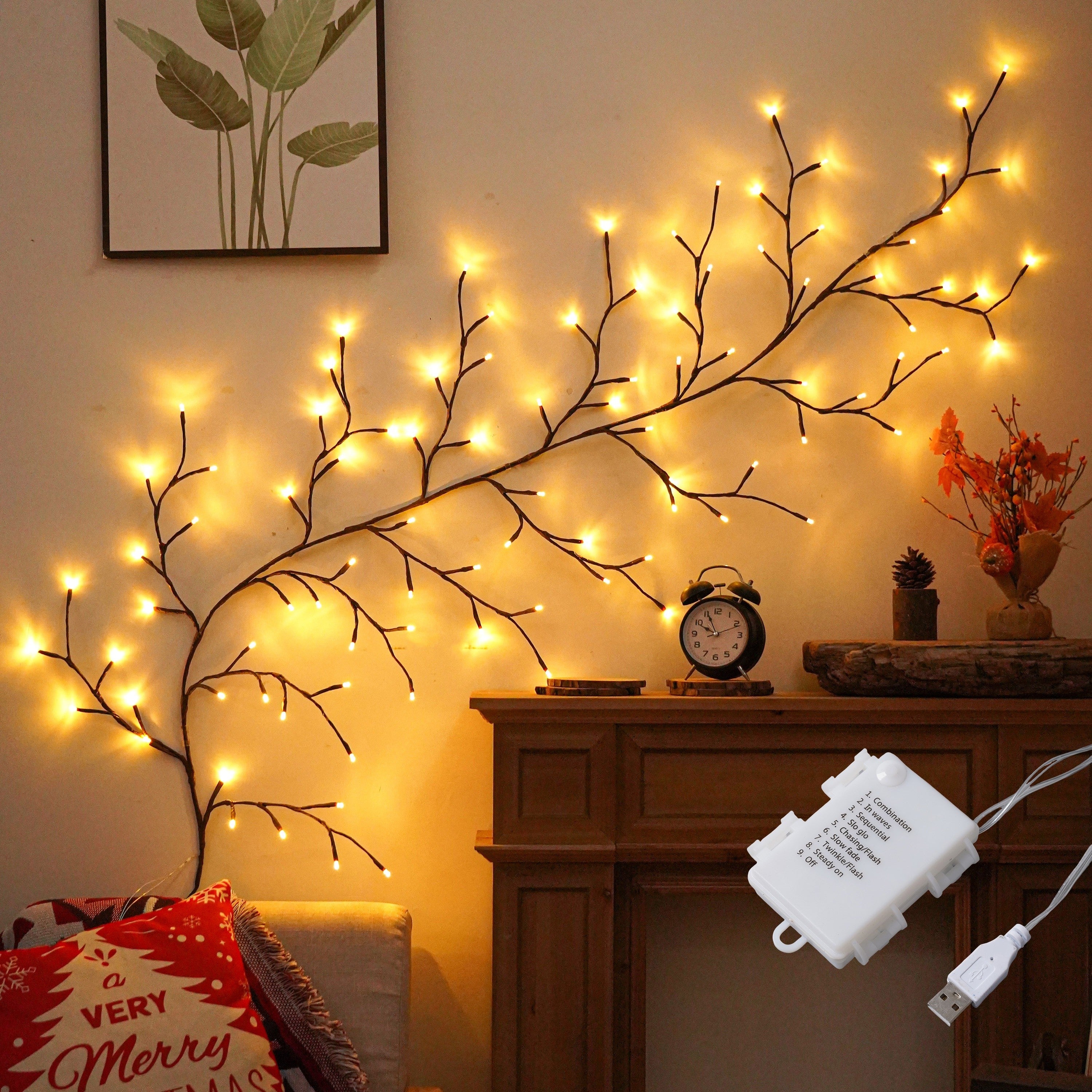 Ledoor 96LED Branch Twig Lights, Indoor Wall Decor Artificial Willow Vine Wall Lamp