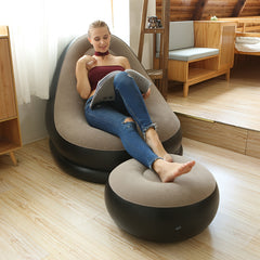 Cozy Inflatable Sofa with Foot Pump - Plush Velvet Lounger Set, Non-Waterproof, Holds Up to 99.79KG