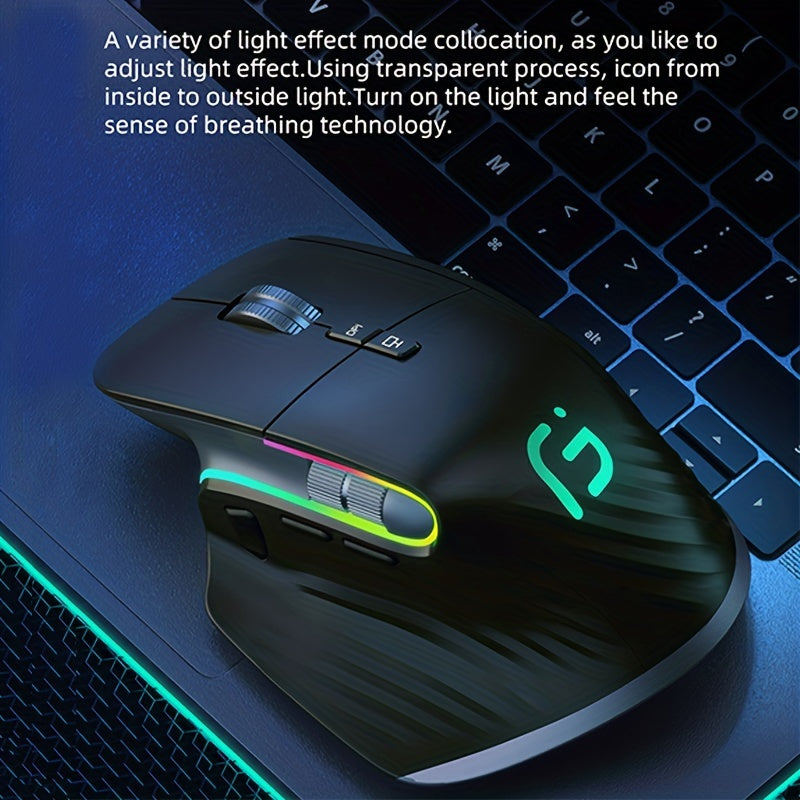 JOMAA 2.4GHz+BT Wireless Mouse Silent Backlight RGB Gaming Mouse