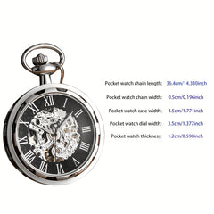 Retro Hollow Mechanical Pocket Watch, Waterproof Semi-automatic