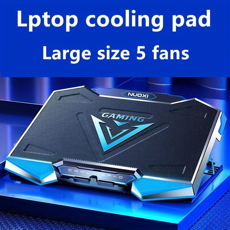 Coolcold-Laptop Cooling Pad, 5Silent Fans, 7 Height, Wind Speed, Adjustable Cooler