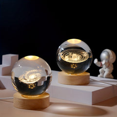 3D Crystal Ball Planet LED Light Laser-engraved solar system