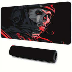 1pc Extended Gaming Mouse Pad with Red Skull Design