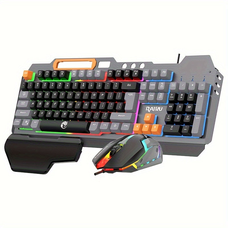 Three Colors Block Wired Keyboard Mouse Set