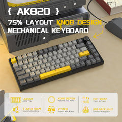 Ak820 75% Wired Mechanical Keyboard , LED Backlit