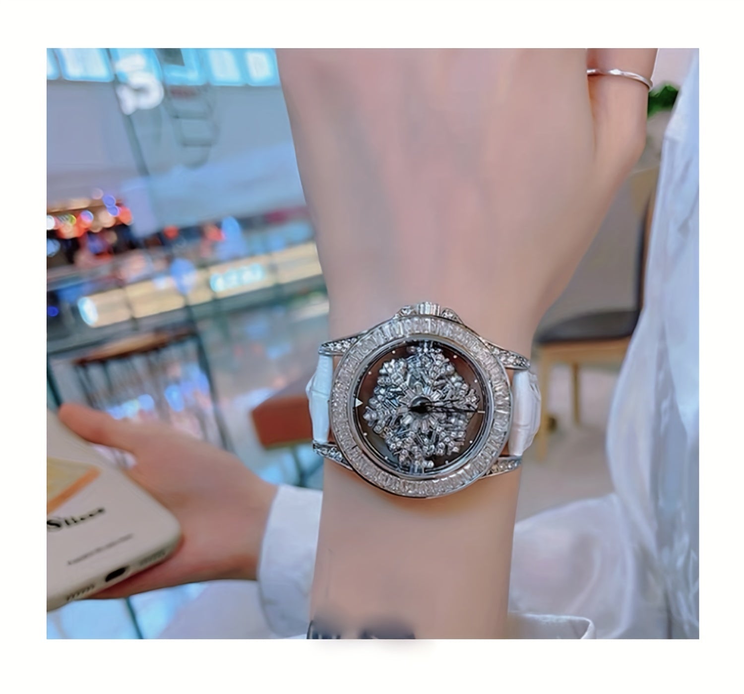 Women's Quartz Watch with Rhinestone Accents