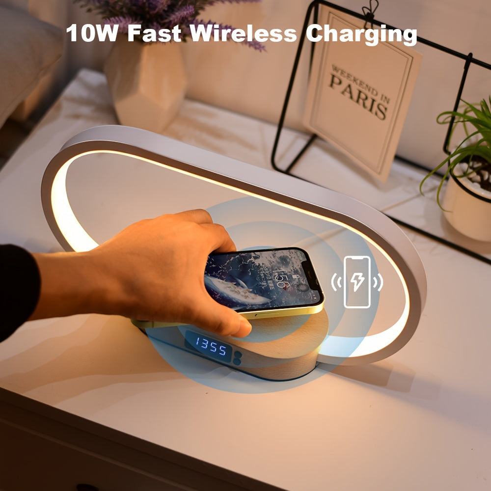 10W multifunctional wireless charging station watch, LED desk light