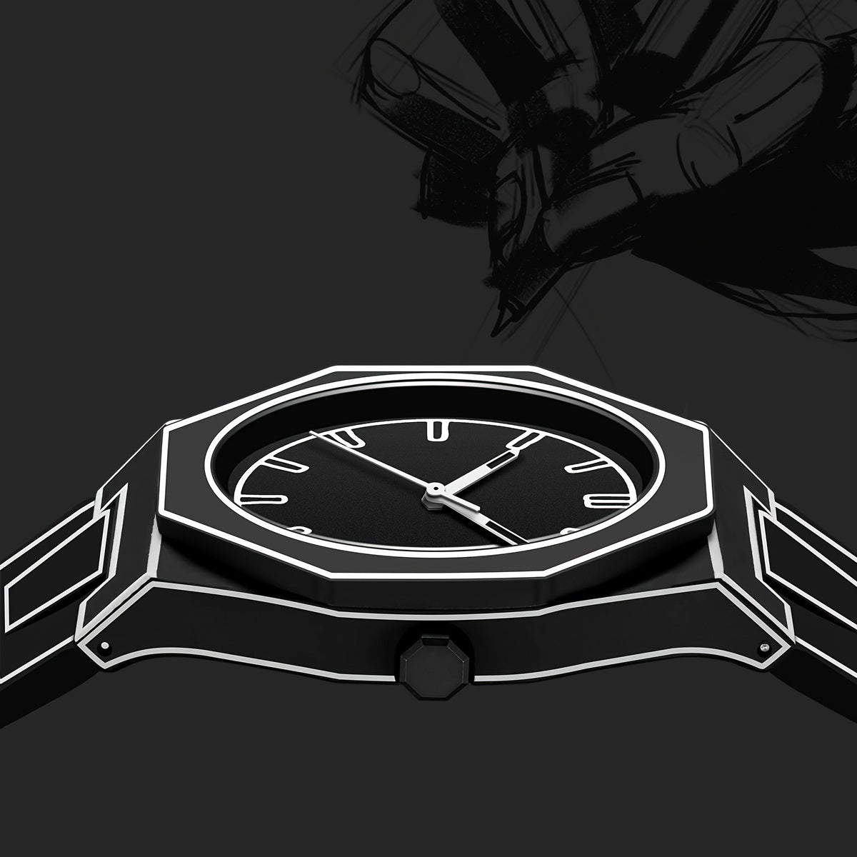 Funky Men's Quartz Watch with Sketch Design - Non-Waterproof