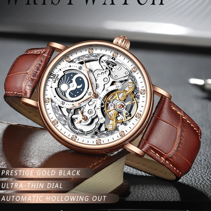 Watch Rose Golden Hollow Tourbillon Automatic Mechanical Watch